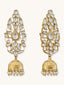 22K Gold-Plated Regal Kundan Stone Studded & Pearl Drop Jhumkas