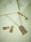 22K Gold-Plated Pearl Beaded Strings Floral Motifs Enamel Pendant Necklace Set