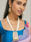 22K Gold-Plated Pearl Beaded Strings Floral Motifs Enamel Pendant Necklace Set