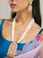 22K Gold-Plated Pearl Beaded Strings Floral Motifs Enamel Pendant Necklace Set