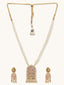 22K Gold-Plated Pearl Beaded Strings Floral Motifs Enamel Pendant Necklace Set