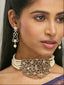 22K Gold-Plated Cubic Zirconia Studded & Pearl Beaded Necklace Set