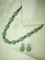 Antique Silver Plated Crystal Studded Faux Jade Stones Embellished Necklace Set