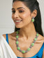 Antique Silver Plated Crystal Studded Faux Jade Stones Embellished Necklace Set