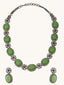 Antique Silver Plated Crystal Studded Faux Jade Stones Embellished Necklace Set