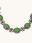 Antique Silver Plated Crystal Studded Faux Jade Stones Embellished Necklace Set