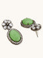 Antique Silver Plated Crystal Studded Faux Jade Stones Embellished Necklace Set