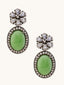 Antique Silver Plated Crystal Studded Faux Jade Stones Embellished Necklace Set