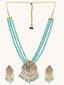 22K Gold-Plated Zircon Studded & Stone Beaded Strings Necklace Set
