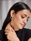 CZ Diamond Silver Hoop Stud Earrings
