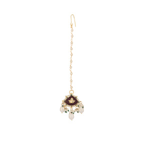 22K Gold Plated Ruby Grace Maang Tikka & Earrings Set