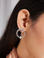 CZ Diamond Silver Hoop Stud Earrings