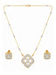 22k Gold Plated Floral Shape Diamond Necklace Set