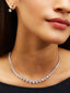 Gradate CZ Solitaire Silver Necklace Set