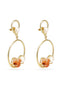 Gold-Plated Circular Ring Faux Stone & Pearl Studded Dangler Earrings