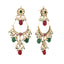 22K Gold Plated Crescent Kundan Drop Red Stone Chandbali Earrings