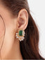 22K Gold Plated Emerald Fern Muse Stud Earrings