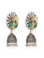 Oxidised Silver Peacock Design Jhumka Earrings
