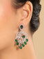 Rhodium Plated Royale Green Earrings