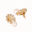 22K Gold-Plated Pearl Drop Zircon Floral Shaped Mini Stud Earrings