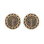 22K Gold Plated Contemporary Round Shaped Enamel Studs