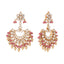 22k Gold-Plated Kundan Chandbali Earrings with Pink Stones