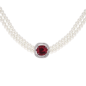 Ruby Elegance Pearl Choker