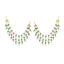 22K Gold Plated Emerald Pearls Triple Strand Ear Chain