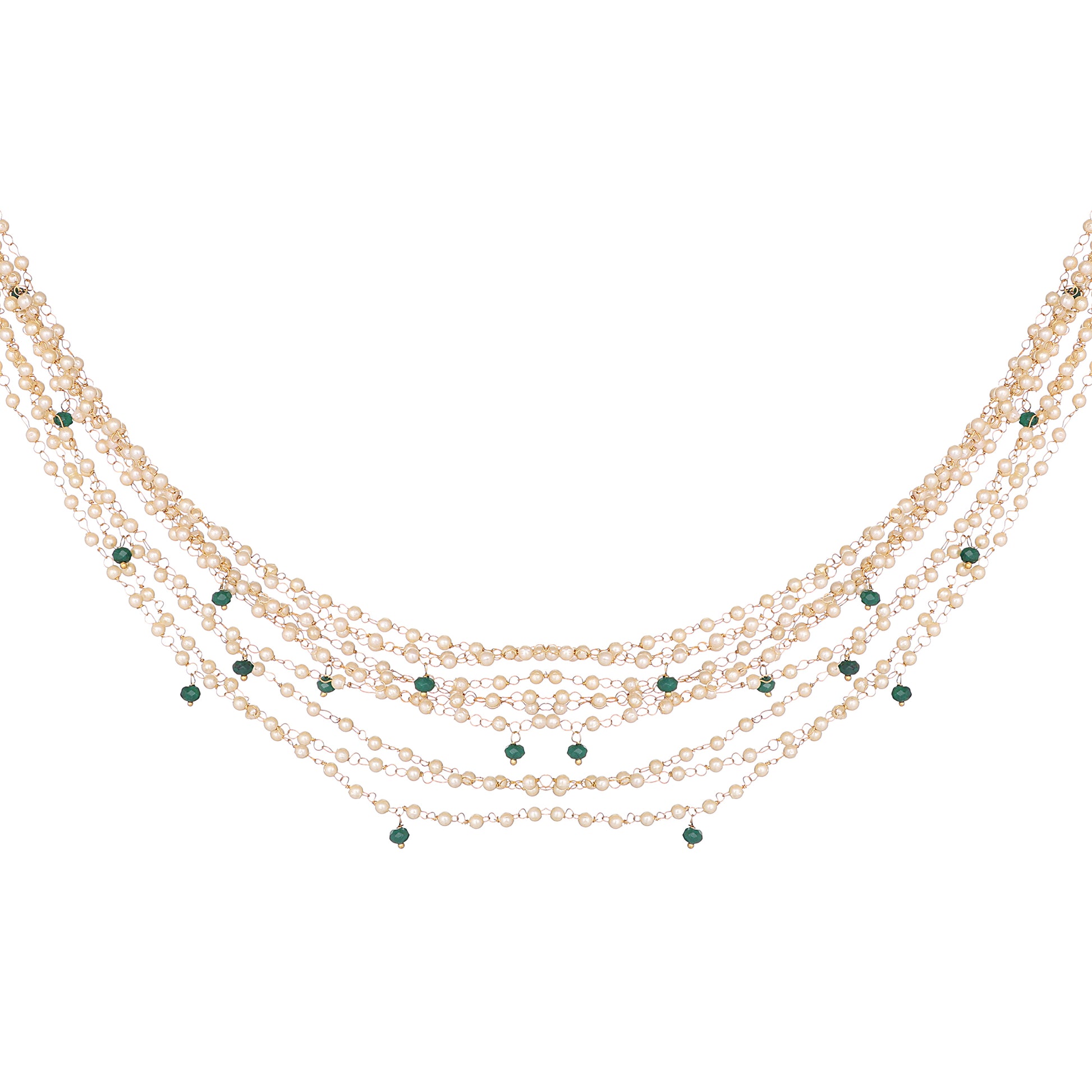 22K Gold-Plated Multiple Pearl Strings Layered Necklace
