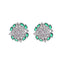 Rhodium Plated Emerald Grace Stud Earrings