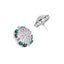 Rhodium Plated Emerald Grace Stud Earrings