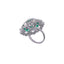 Rhodium Plated Emerald Spark Adjustable Ring