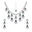 Rhodium Plated Elysian Emerald Necklace Set