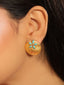 22K Gold-Plated Turquoise Flower Stud Earrings