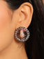 Rhodium-Plated Zircon Studded Contemporary Peacock Stud Earrings