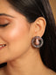 Rhodium-Plated Zircon Studded Contemporary Peacock Stud Earrings