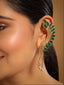 22K Gold Plated Faux Emerald Studded Contemporary Ear Cuff Earrings