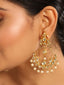 22K Gold Plated Kundan Studded Contemporary Shaped Pearl Drop Chandbalis