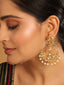 22K Gold Plated Kundan Studded Contemporary Shaped Pearl Drop Chandbalis