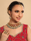 22K Gold Plated Royal Ruby Garden Bridal Necklace Set