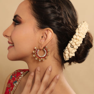 Kanika Floral Red Hoop Earrings