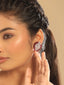 Rhodium Plated Ruby Grace Stud Earrings