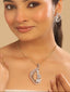 American Diamond Floral Arc Pendant Set