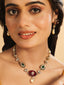22K Gold Plated Radiant Sage Stone Kundan Necklace