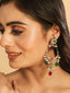 22K Gold Plated Crescent Kundan Drop Red Stone Chandbali Earrings
