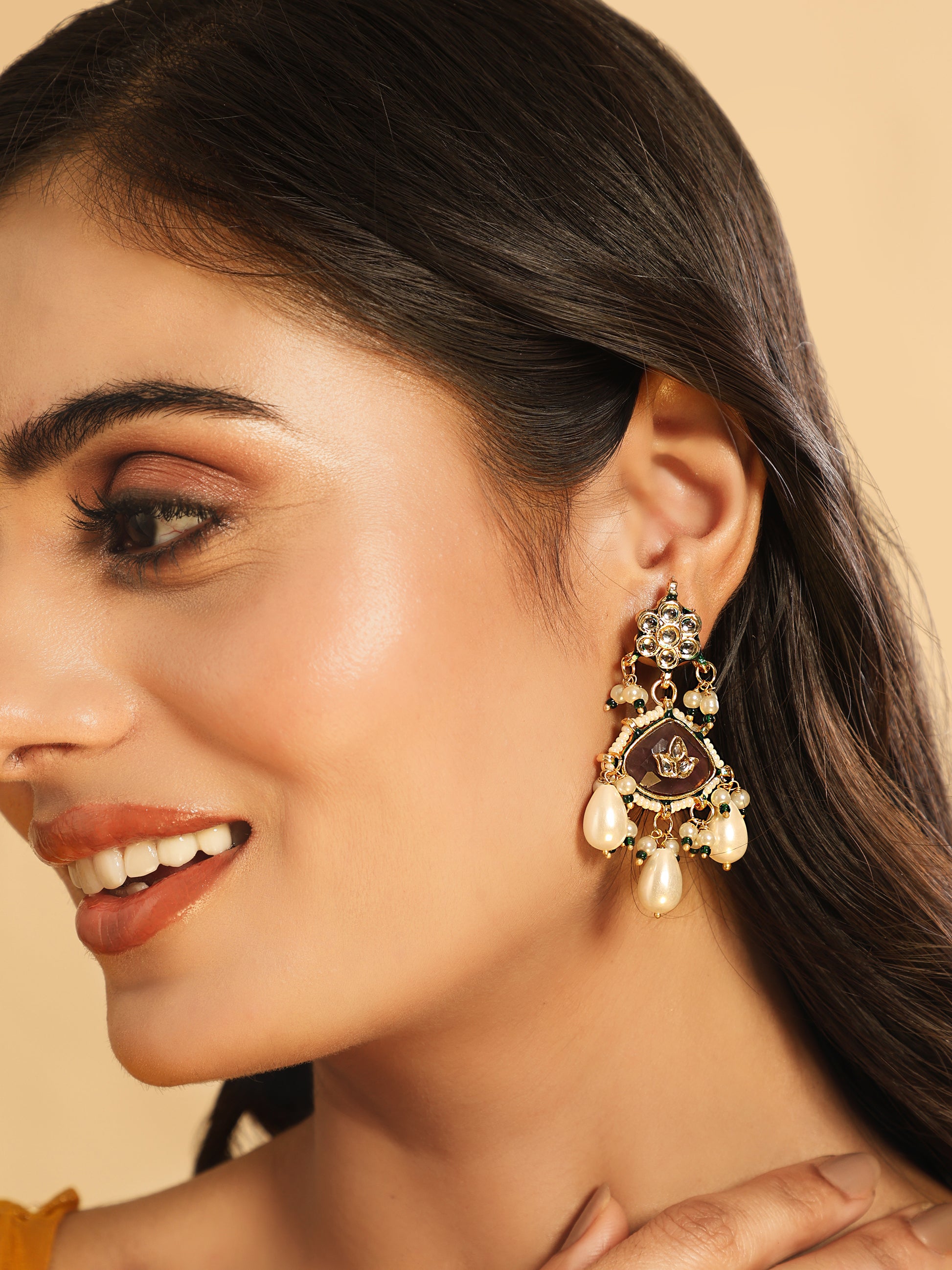 22K Gold Plated Ruby Grace Maang Tikka & Earrings Set