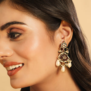 22K Gold Plated Ruby Grace Maang Tikka & Earrings Set