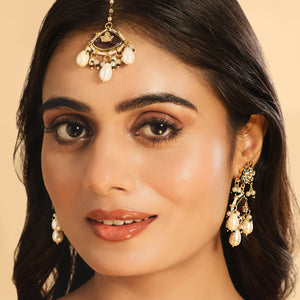 22K Gold Plated Ruby Grace Maang Tikka & Earrings Set