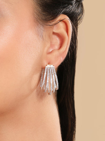 American Diamond Drape Hoop Earrings
