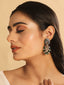 Rhodium Silver Toned Diamante Emerald Zircon Link Dangler Earrings